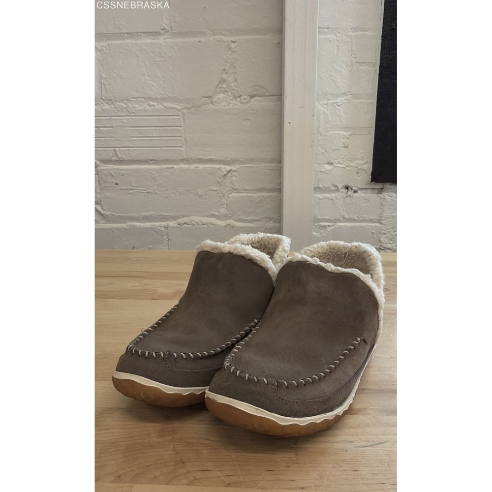 LL Bean Brown Women's Mountain Slipper Mocs Shoes Suede Fleece 510523 - Size 6